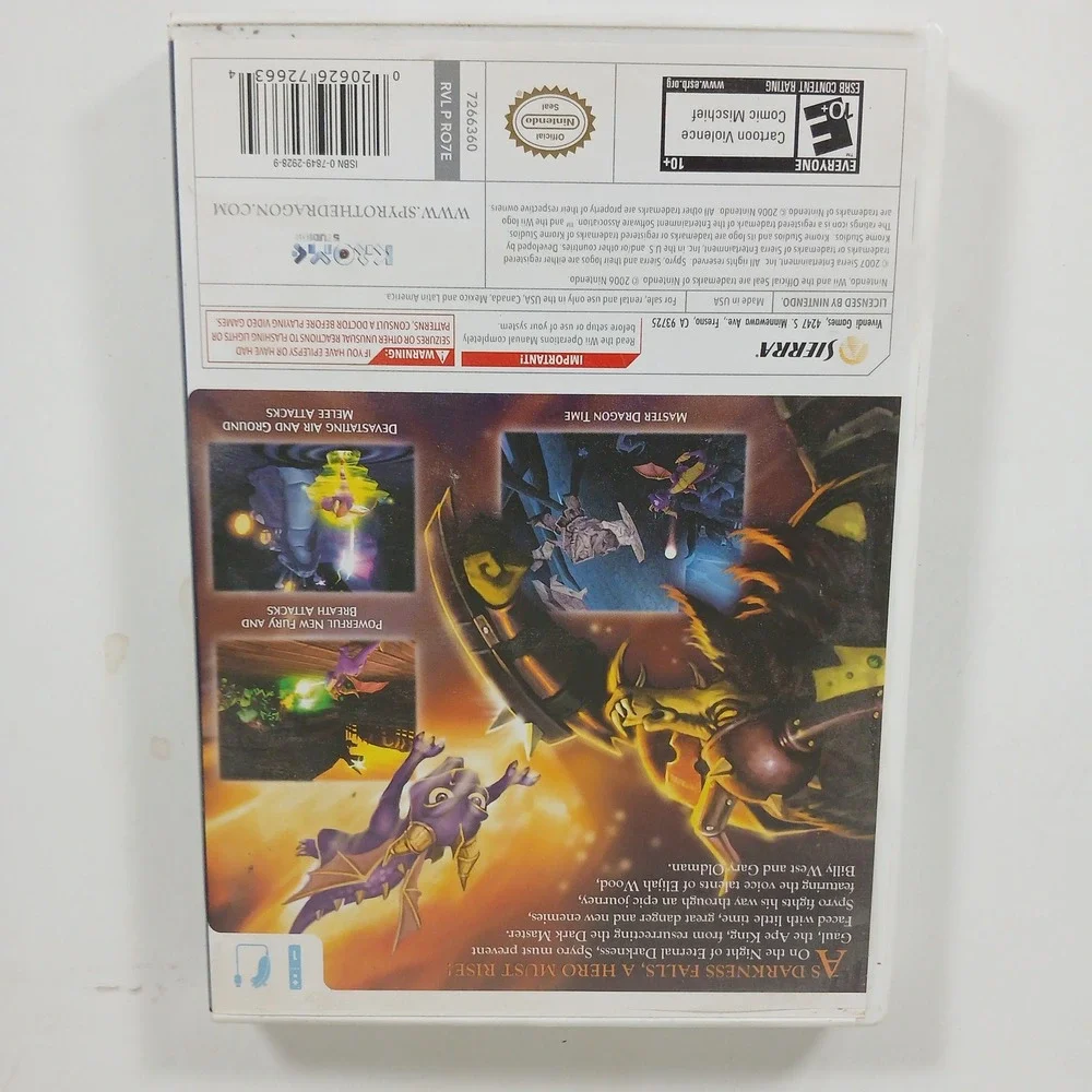 Nintendo Wii The Legend of Spyro The Eternal Night Complete w Case & Manual